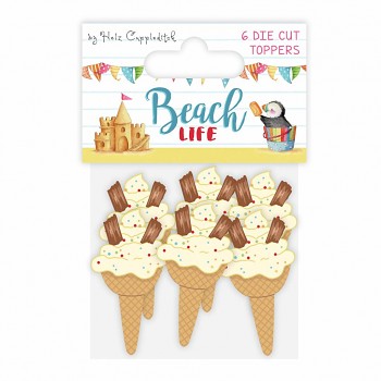 Beach Life Painted Wooden Toppers / 6pcs