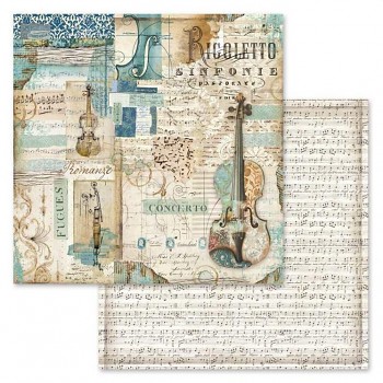 Music Rigoletto violin / Dwustronny papier do scrapbookingu / 12x12 
