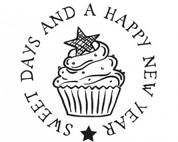 Drewniane Stamp / Cupcake New Year / 3cm  