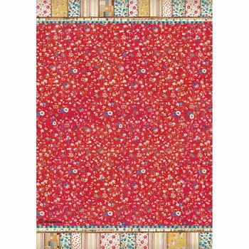 Rice decoupage paper A4 / Patchwork texture red background