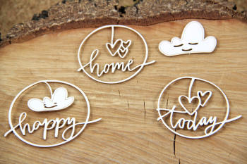 Chipboards - Clouded hearts - Happy