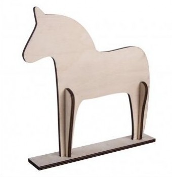Wood.horse, Scandinav., 4-part, 22.5x22x0.6cm