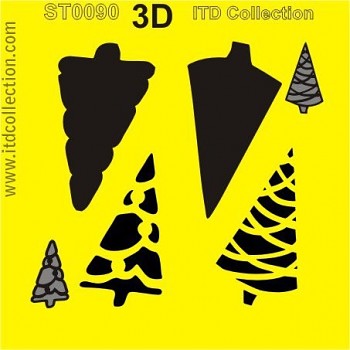 Stencil 16x16cm / 3D Christmas tree 3