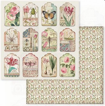 Spring Botanic tags / Dwustronny papier do scrapbookingu / 12x12 