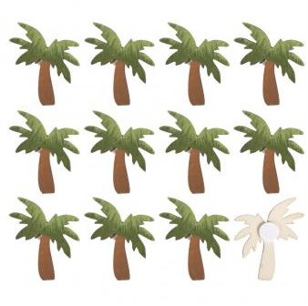 Holz-Streuteile Palmen mit Klebepunkt, 3,8x4,2cm, 12Stück