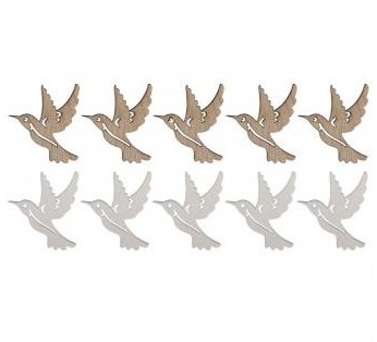 Small wooden objects Hummingbird, 4x4cm, white/natural, 10pcs