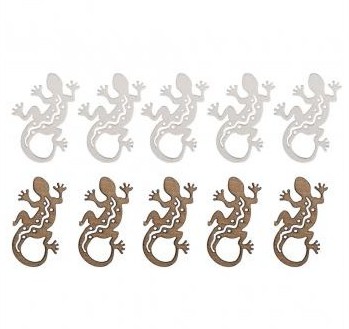 Small wooden objects Salamander, 4x3cm, white/natural, 10pcs