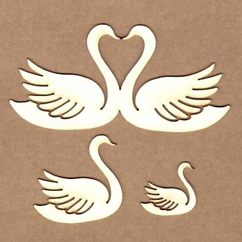 Вырубки из чипборда - Swans / 9,5x4,5 cm, 2,5cm , 4cm 