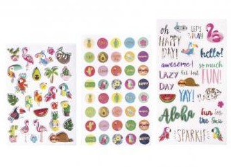 Sticker mix Tropical, 3sheets of stick.w,effects, 89pcs