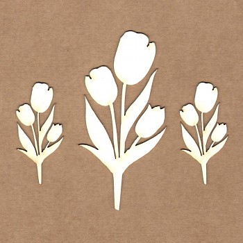 Chipboards - Tulips / 9cm, 5cm / 3pcs