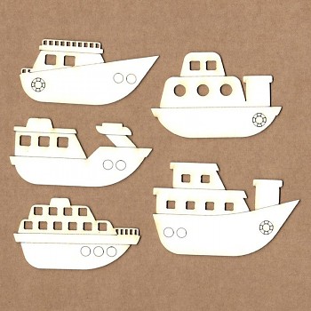 Вырубки из чипборда - Set of boats / 7x3cm