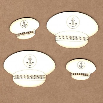 Chipboards - Sailor cap / 4,5x3,2cm & 2,6x1,8cm / 4ks