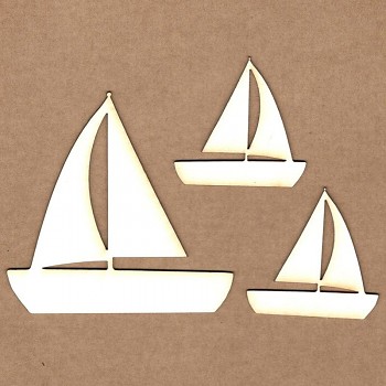Chipboards - Sailboat / 4,5x4,5 cm & 7,8x7,8 cm / 3pcs