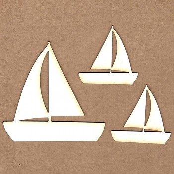 Chipboards - Sailboat / 4,5x4,5 cm & 7,8x7,8 cm / 3ks