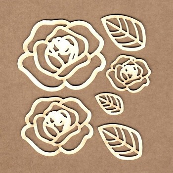 Chipboards - Perfiled roses / 2-5cm / 6St.