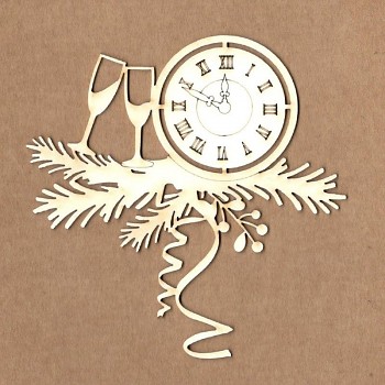 Chipboards - New Year's clock / 10x10cm / 1St.