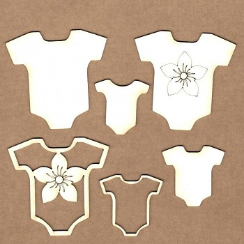 Chipboards - Girl onesie /  3,5-5,5cm / 6pcs