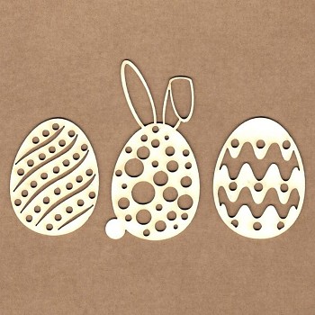 Chipboards -  Easter eggs / 4x5.5 cm / 3pcs