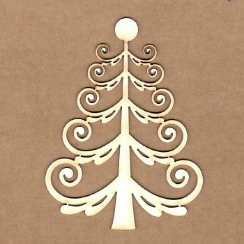 Chipboards - Curly Christmas tree / 7x9 cm / 1ks