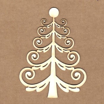 Вырубки из чипборда - Curly Christmas tree / 7x9 cm