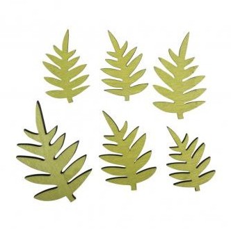 Drevené výrezy - Fern leaf / 3x4.7cm-4.5x6.9cm / 6ks