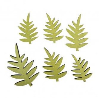 Drewniany ornament / Fern leaf / 3x4.7cm-4.5x6.9cm / 6szt 