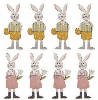 Small wood.object Rabbit fam.w. adh. dot, 2x4.5cm, 2 types, 8pcs