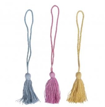 Cotton tassels, 26cm, 3pcs, coloured