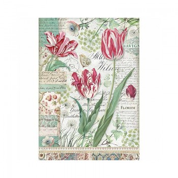 Rice decoupage paper A4 / Red Tulip