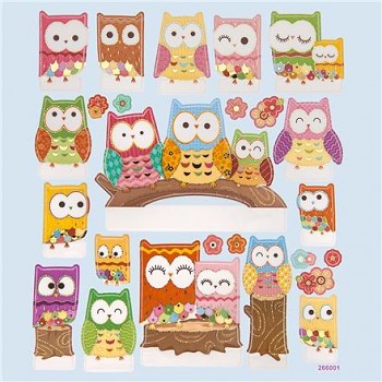 Pop-up stickers / Owls / 25pcs