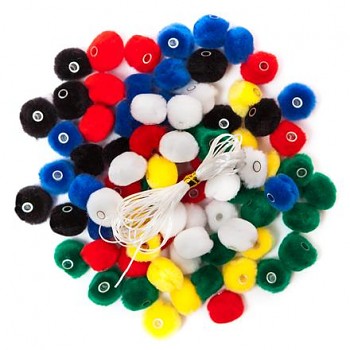 ACRYLIC POMPOMS BEADS 1,5 CM, 78 PCS