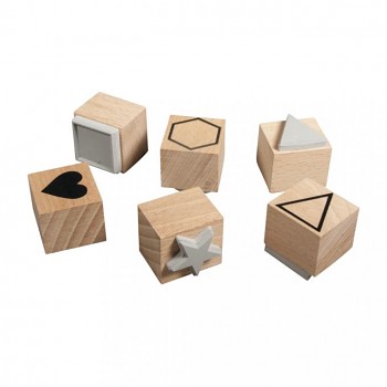 Set of wooden stamps Basic, 2.2-3.7cm ø, 6szt