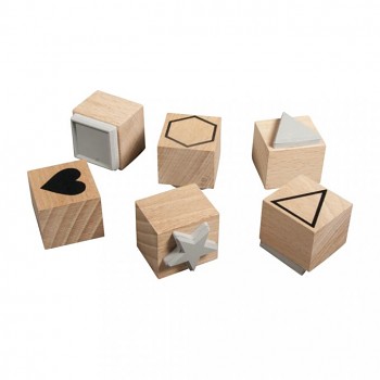 Holzstempelset Basic, 2,2-3,7cm ø, 6Stück