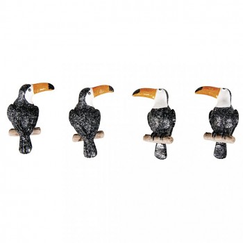 Polyresin toucan, 3x4.5cm, 4pcs