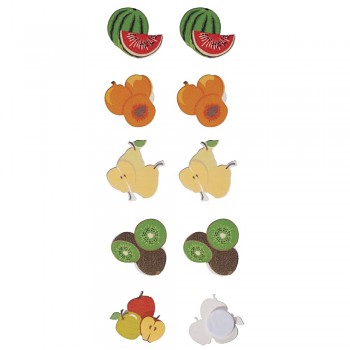 Small wooden objects Fruits, 2cm ø, with adhesive dot, 10pcs