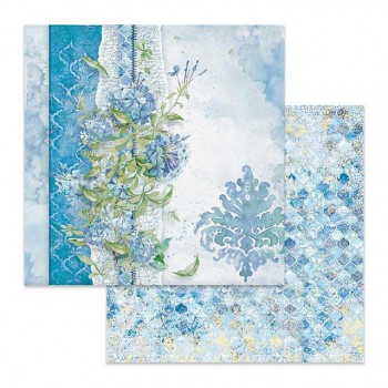 Двухсторонняя бумага 12x12" / Flowers for you light blue background