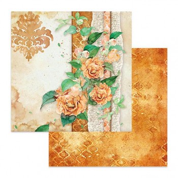 Scrapbookingpapier / 12x12 / Flowers for you ocher background