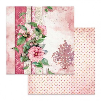 Flowers for you pink background / Dwustronny papier do scrapbookingu / 12x12 