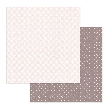 Texture white flowers on pink background / Dwustronny papier do scrapbookingu / 12x12 