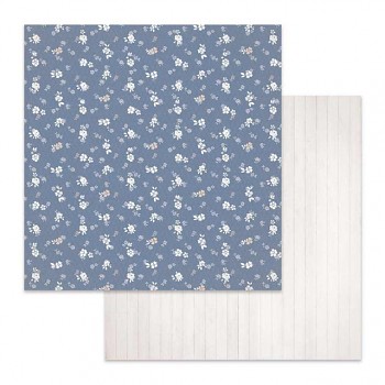 Texture flowers on blue background / Dwustronny papier do scrapbookingu / 12x12 