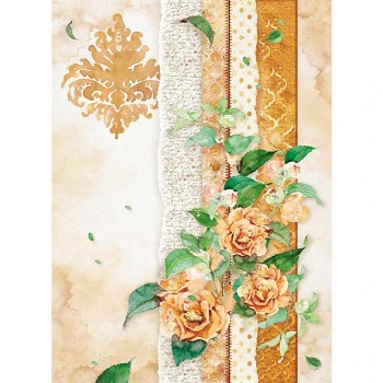 Papier ryżowy decoupage A4 / Flowers for you ocher