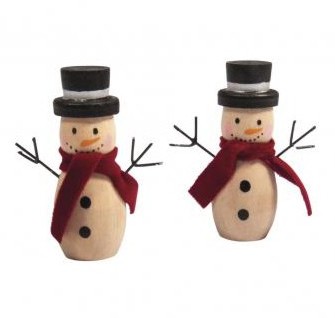 Wooden Snowman, 5.8cm, 2pcs