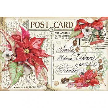 Rice decoupage paper 48x33cm / Poinsettia