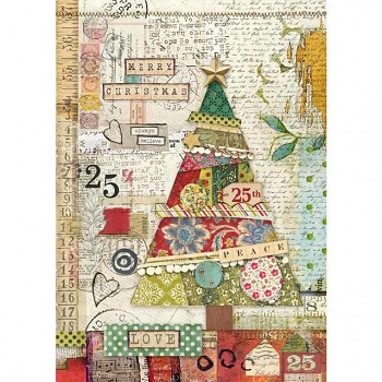 Papier ryżowy decoupage A4 / Patchwork tree