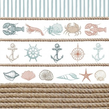 Dwustronny papier do scrapbookingu / 12x12" / Uncharted waters / Sea shore