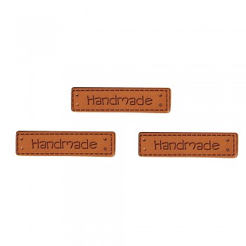 Synthetic leather labels - Handmade, 4x1cm, 3pcs