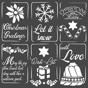 Трафарет / 18x18см / Christmas tags