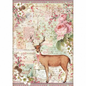 Rice decoupage paper A4 / Christmas deer