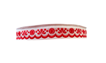 Scalloped jacquard ribbon 20mm / 1m / red
