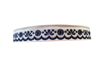 Scalloped jacquard ribbon 20 mm / 1m / blue